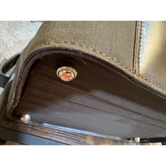 Gucci Brown Leather Canvas Doctors Travel Satchel Bag w/ Lock &Key - Picture 15 of 16